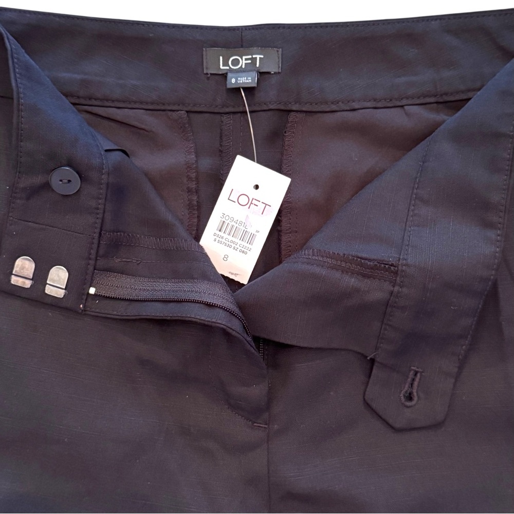 LOFT Size 8 Black High Waist Wide Leg Lyocell-Linen Blend Ankle/Cropped Pants - Picture 6 of 8